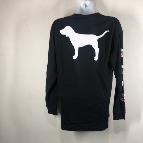 Pink Victoria’s Secret black dog logo pink floral long sleeve top size xs - Picture 6 of 10